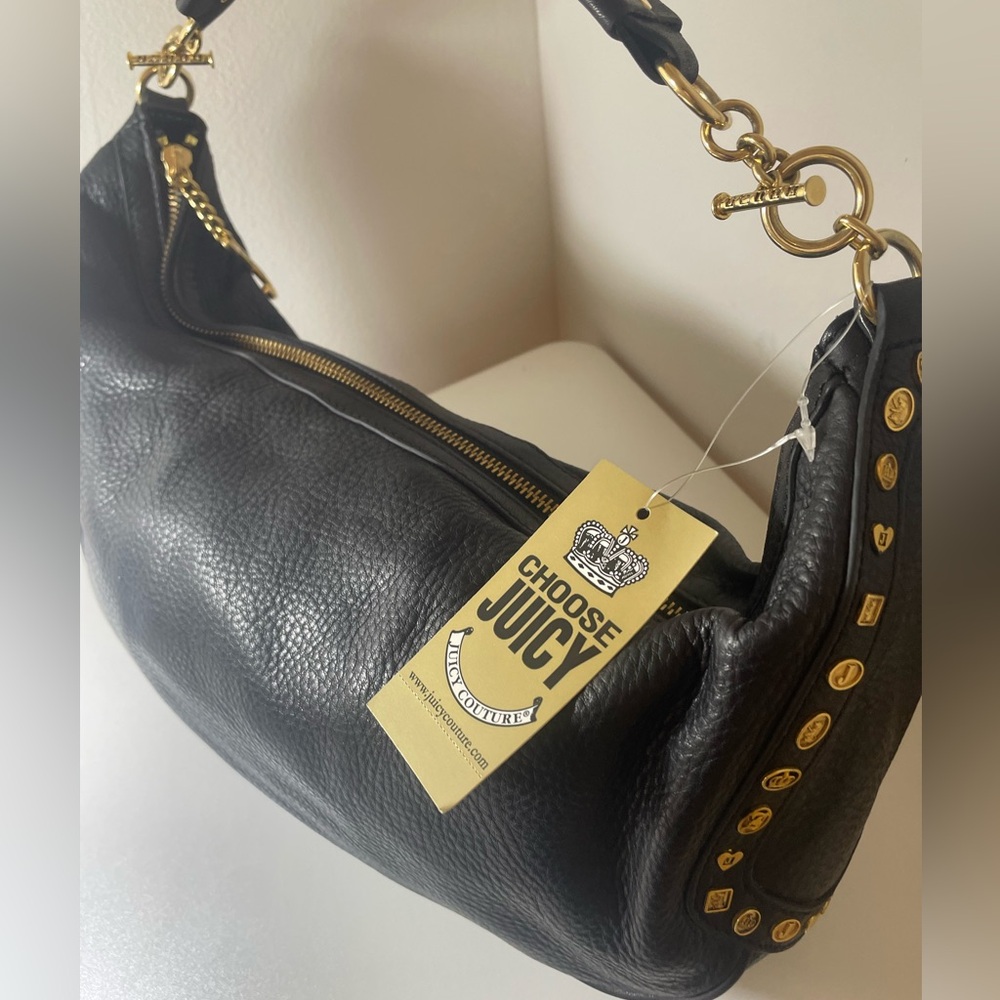 Juicy Couture - RARE VINTAGE Y2K - Black Leather Shoulder Bag - NWT